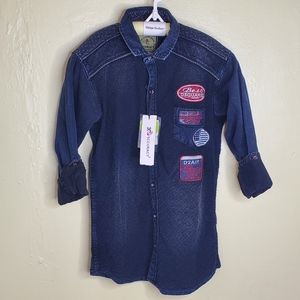 The Original Brand Accuracy Boys Denim Long Sleeved Button Up Shirt 12Yr Blue